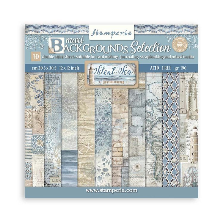 Stamperia 12 x 12 collection 10 - sheet - Silent Sea Backgrounds
