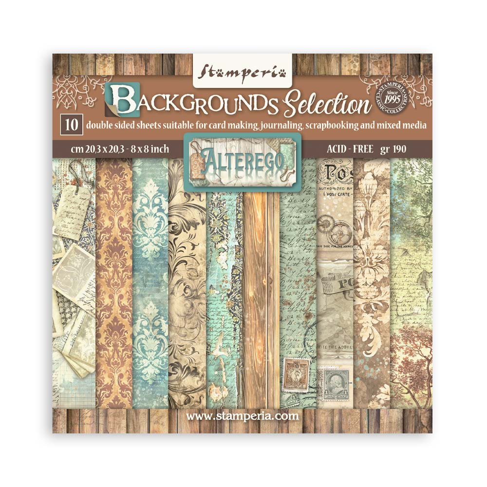 Stamperia Scrapbooking Pad 10 Sheets 8" x 8" - Alterego Backgrounds