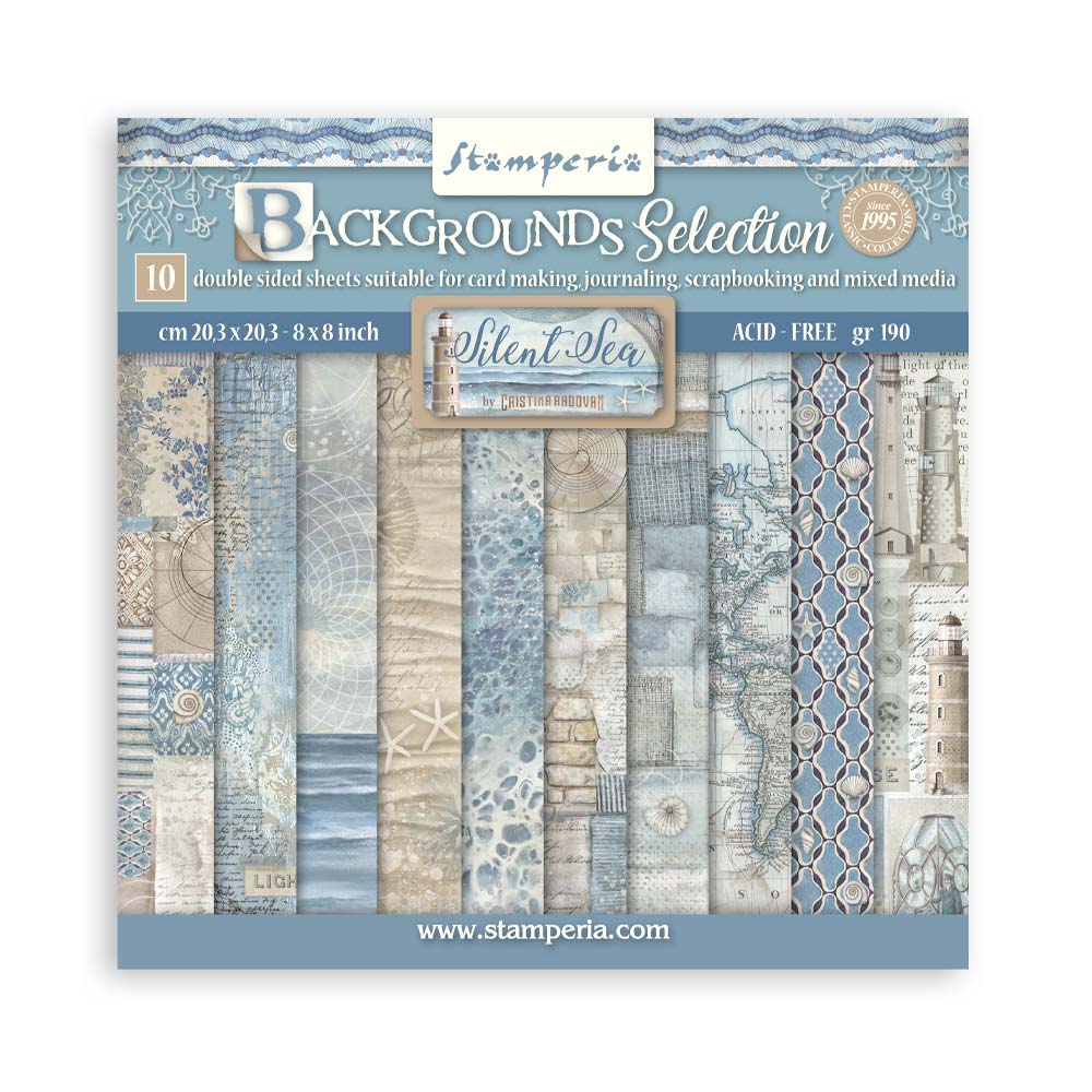 Stamperia 8 x 8 Backgronds collection 10- sheet - Silent Sea