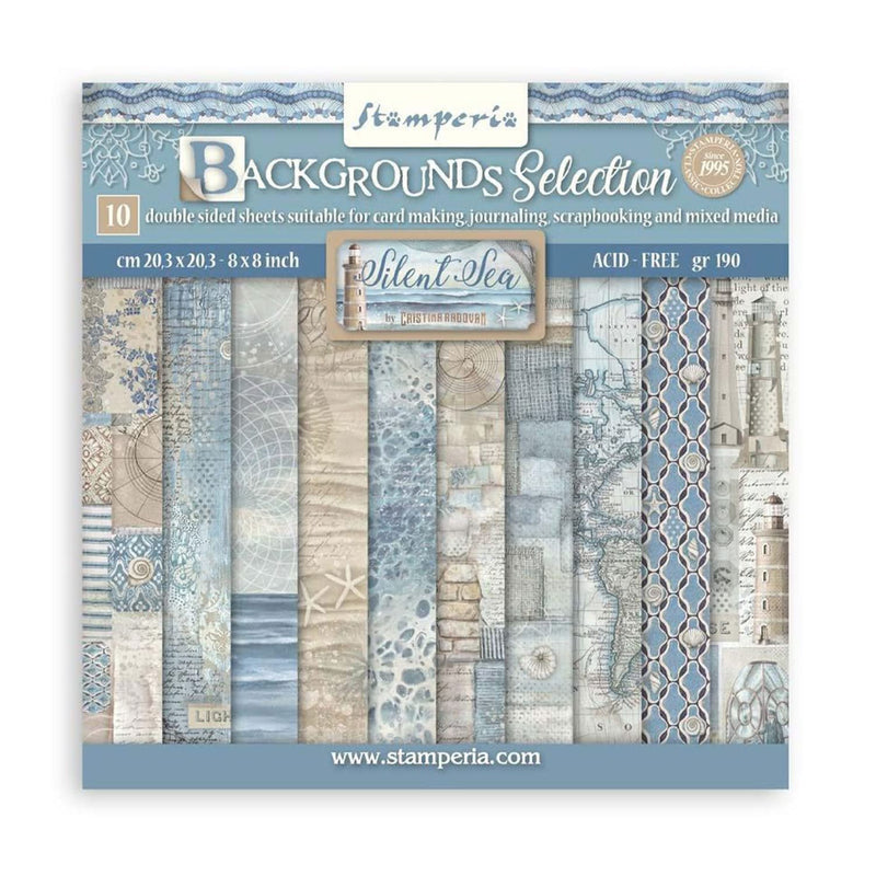 Stamperia - 8 x 8 - 10 double sided paper pad - Silent Seas Backgrounds
