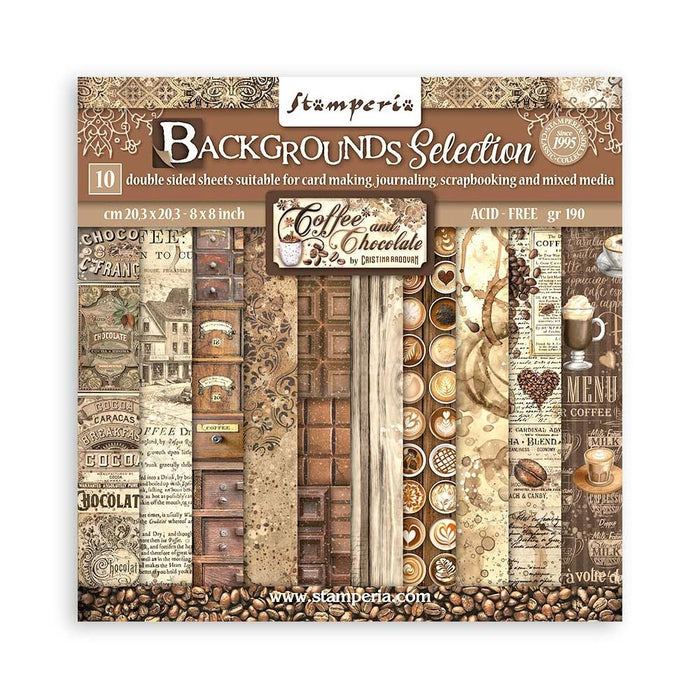 Stamperia - Coffee and Chocolate Backgrounds 8 x 8 Paper pack