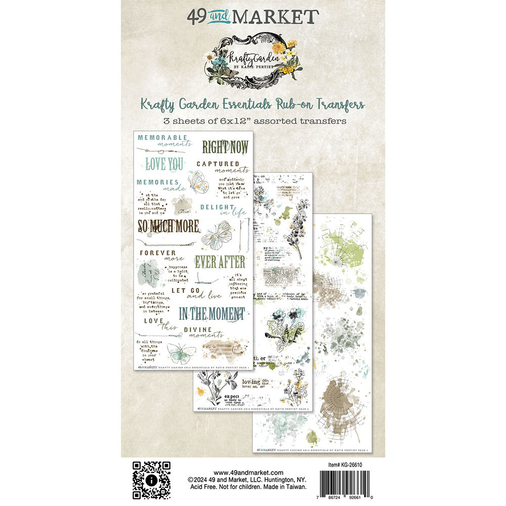 49 & Market  - Krafty Garden Essentials   Rub ons  Transfers