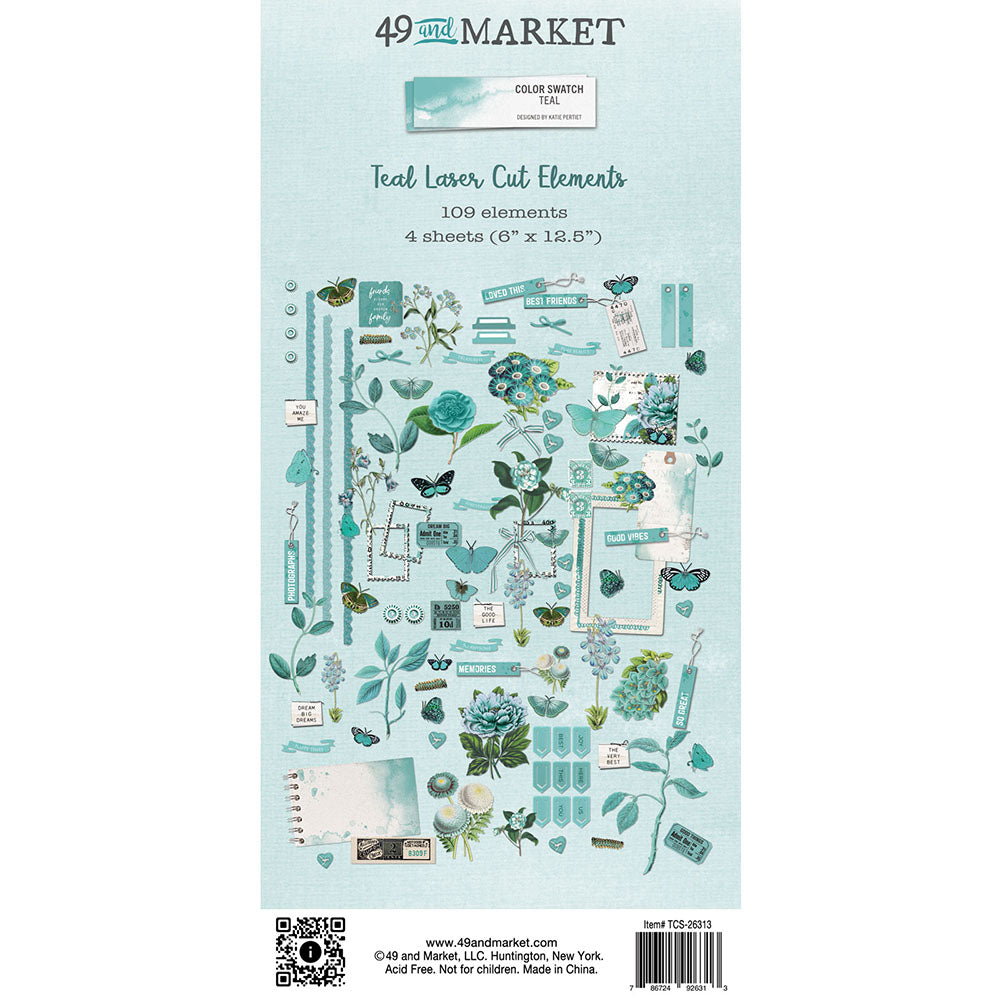 49 and Market Teal color Swatch Laser Cut Elements