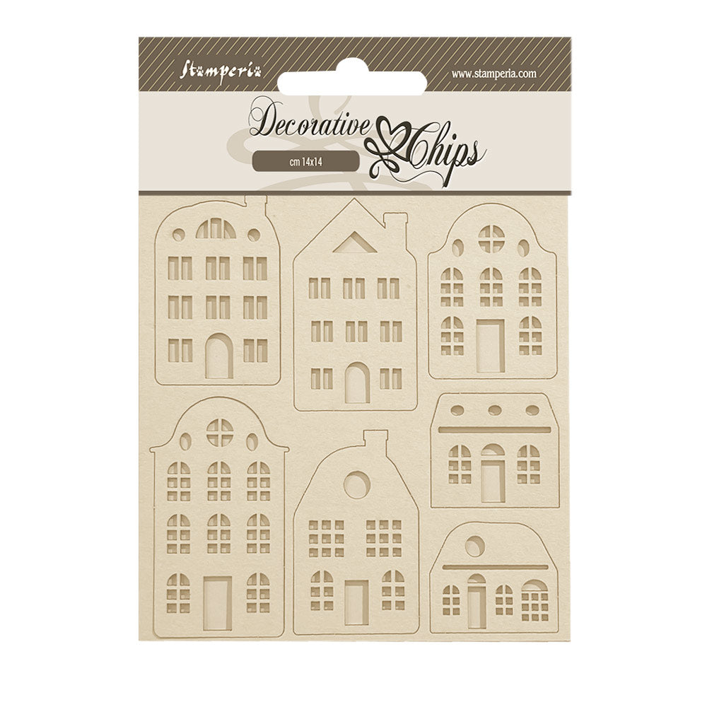 Stamperia - Decorative chips – Lavender – cozy houses