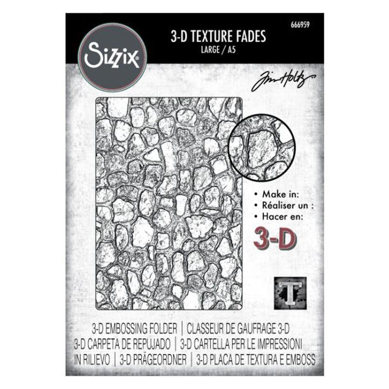 Sizzix 3D Texture Fades A5 Embossing Folder By Tim Holtz - Cobblestone