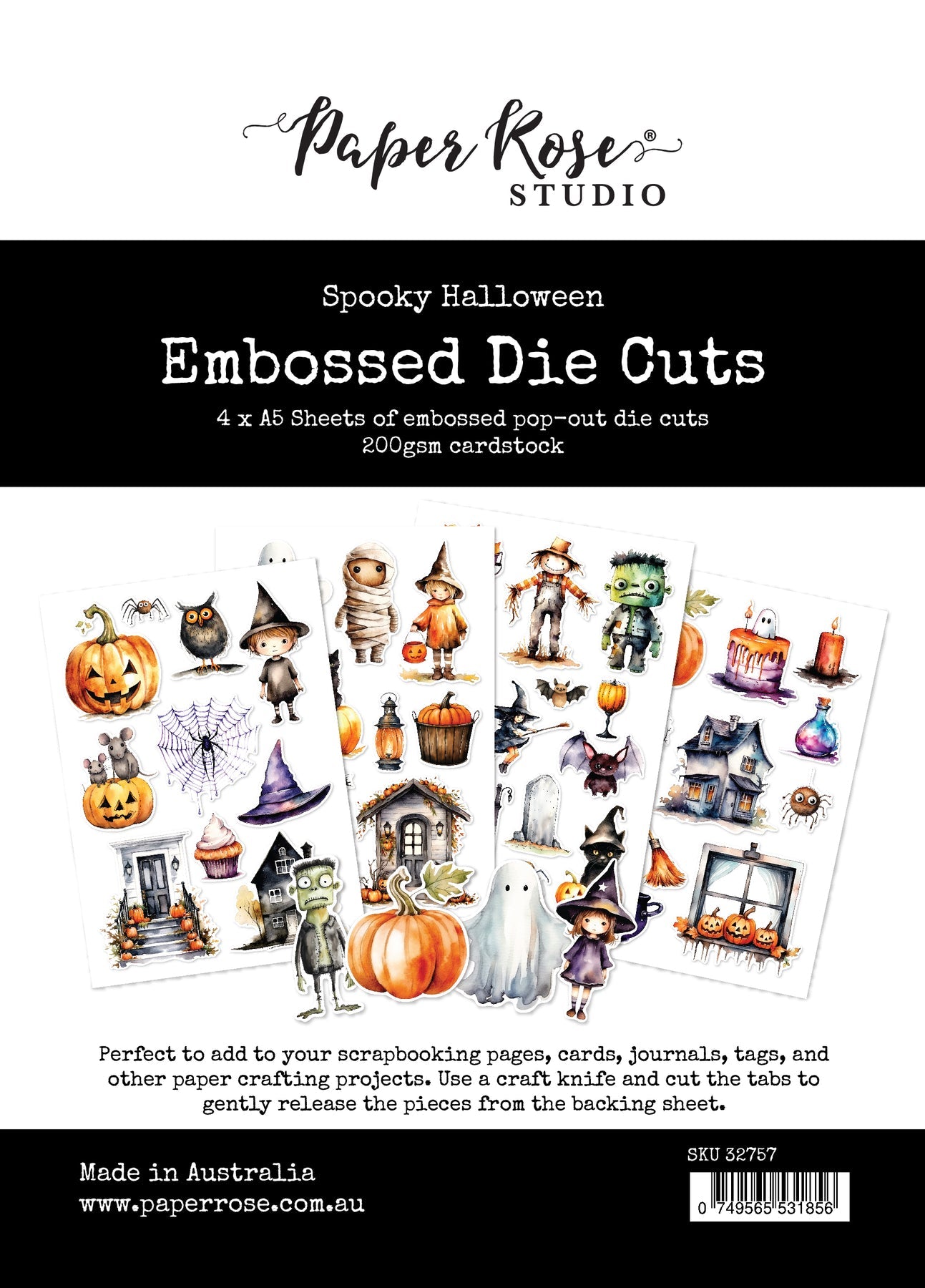 Paper Rose - Embossed Die Cuts - Spooky Halloween