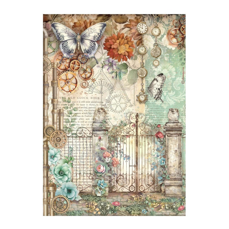 Stamperia - Rice Paper - Gardens of Time - Gate and Butterfly