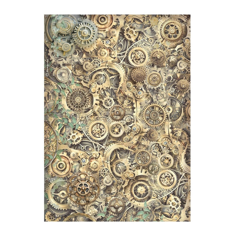 Stamperia - Rice Paper - Gardens of Time - Gears Pattern