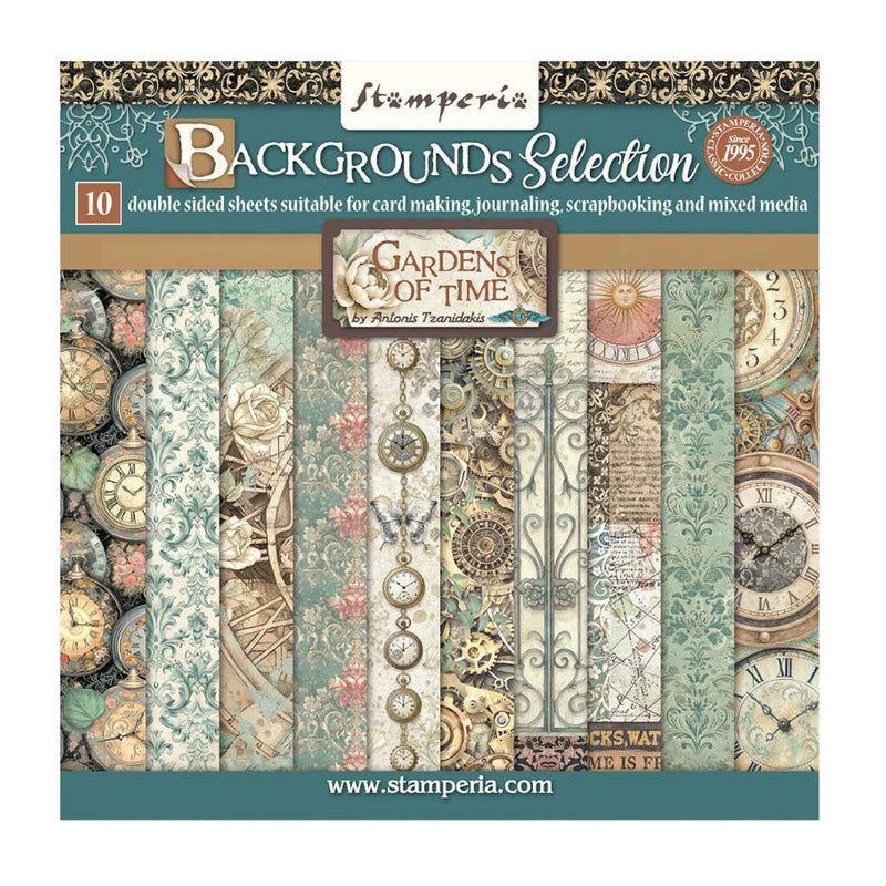 Stamperia -8 x 8 paper pad - Garden of Time Backgrounds