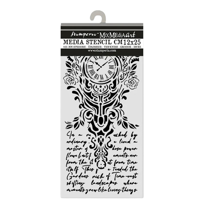 Stamperia -Stencil - Gardens of Time - clock and writing