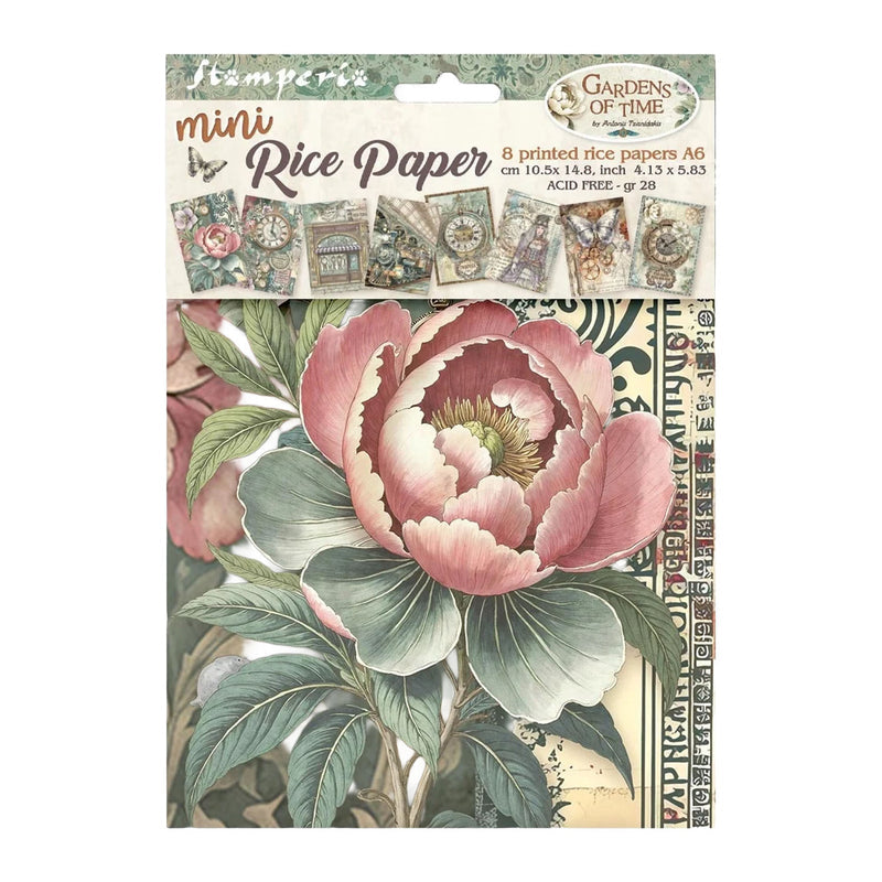 Stamperia - Mini Rice paper - Gardens of Time - A Set of 8