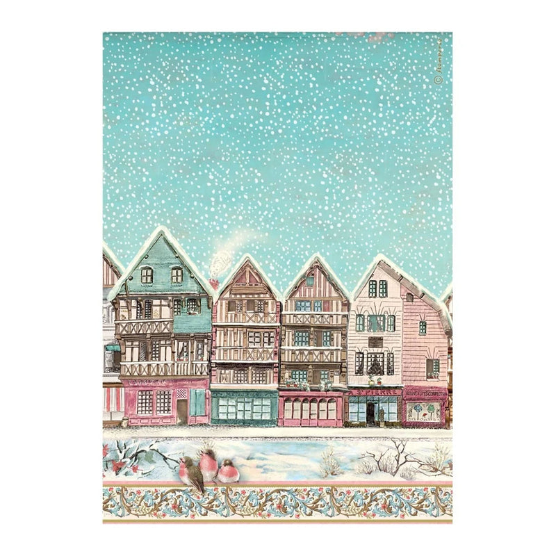 Stamperia A4 Rice Paper – Winter Village