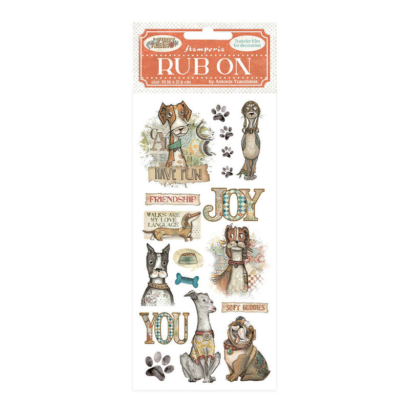 Stamperia Rub-On 4" x 8.5" - Furry Friends Dog