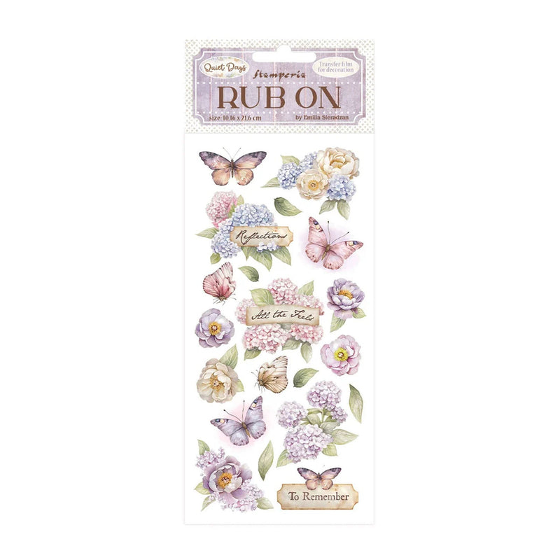 Stamperia - Rub ons - Quiet Days - Hydrangea & Butterfly