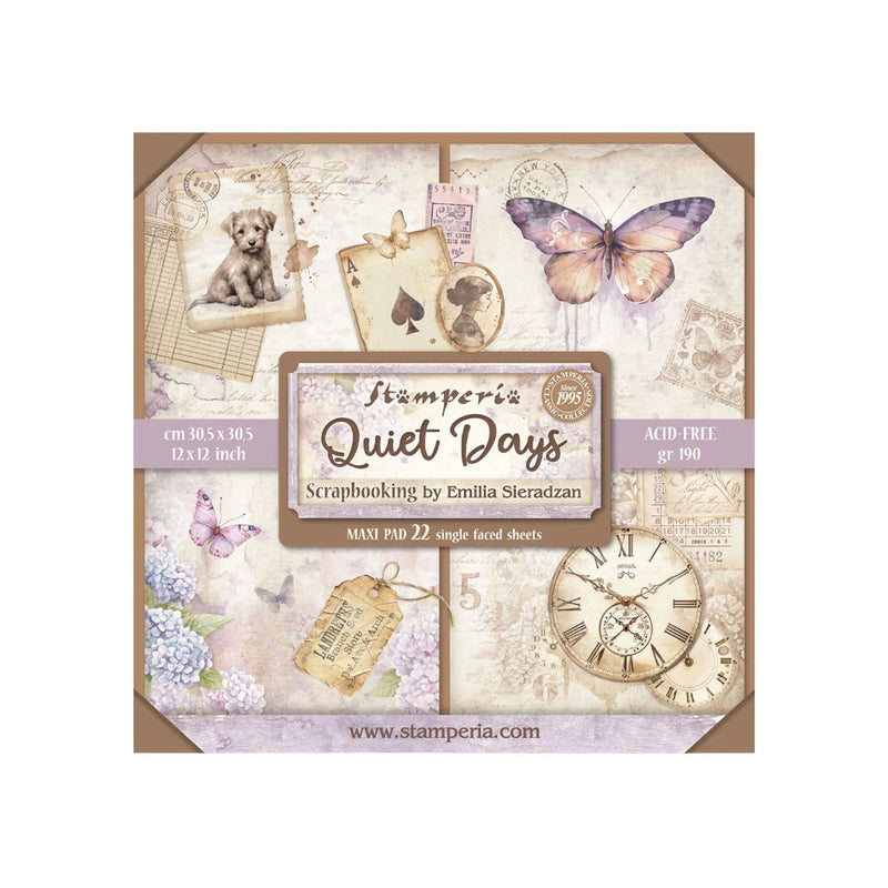 Stamperia Double-Sided Paper Pad 12"x 12" - Quiet Days Maxi Pad 22