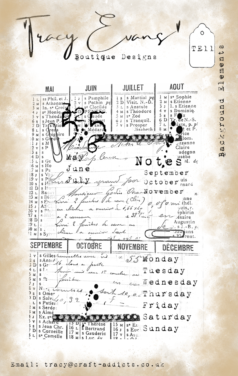 Tracy Evans TE11- Background Elements - A7 Stamp