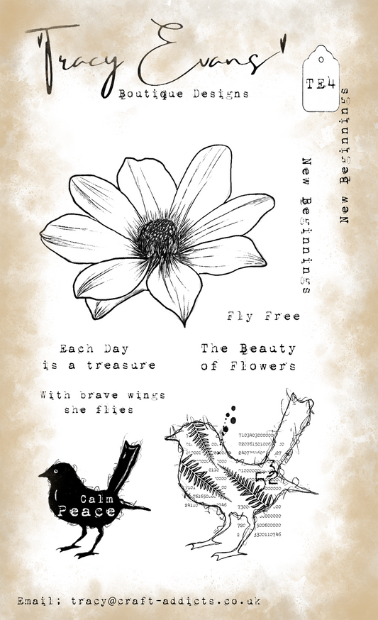 Tracy Evans TE4 -New Beginnings A6 Stamp