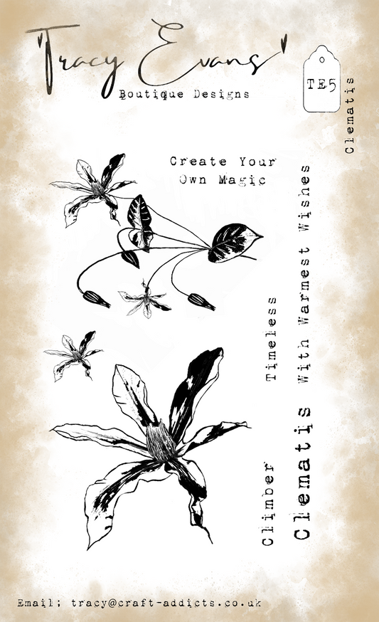 Tracy Evans TE5 -Clematis A6 Stamp