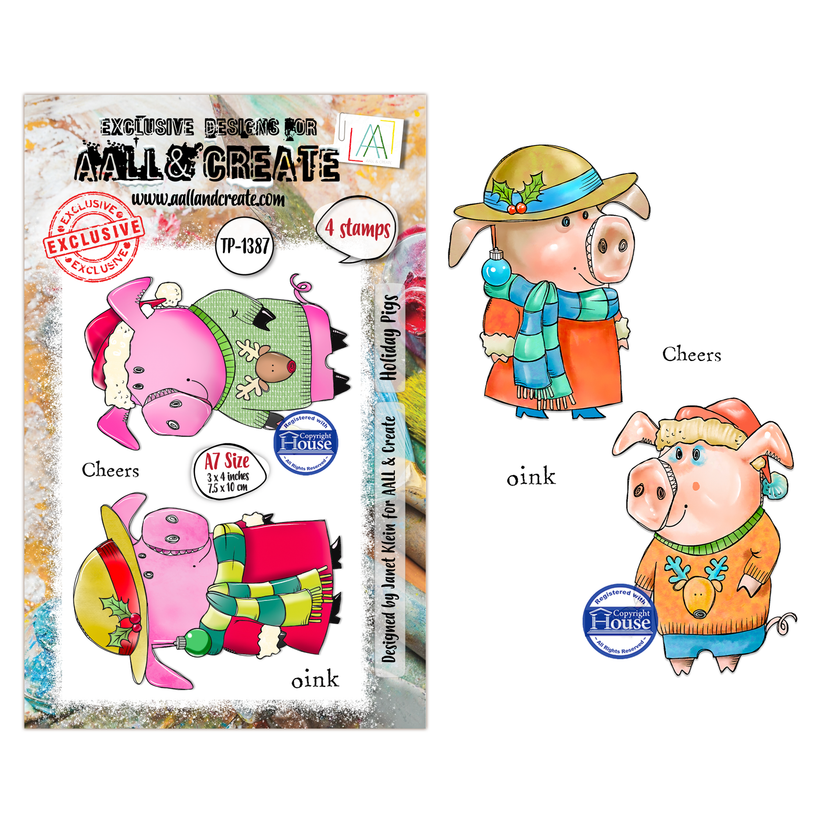 AALL & Create TP-1387 Holiday Pigs A7 Stamp Set