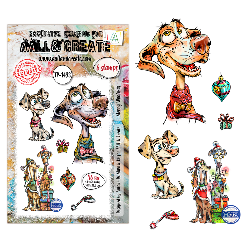 AALL & Create TP-1493 Merry Woofmas A6 Stamp Set