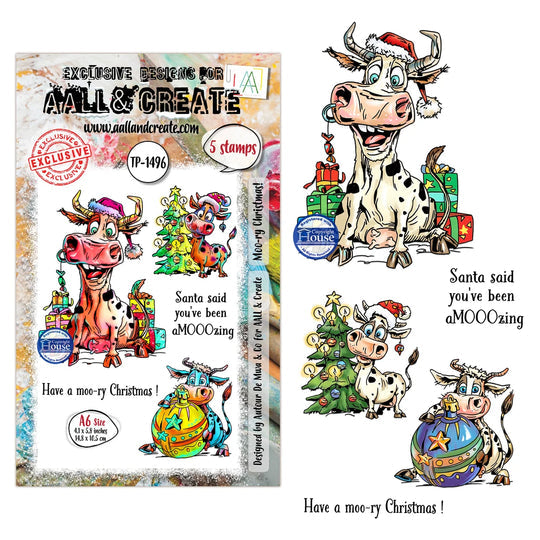 AALL & Create TP-1496 Moo-ry Christmas A6 Stamp Set