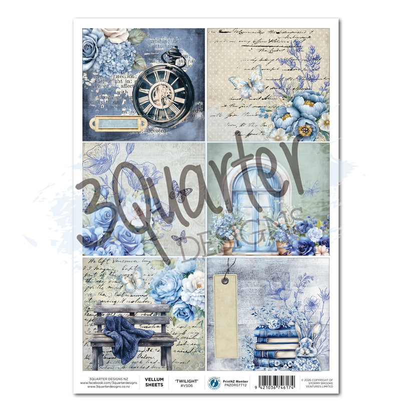 3Quarter Designs - Vellum Sheets - Twilight Ink