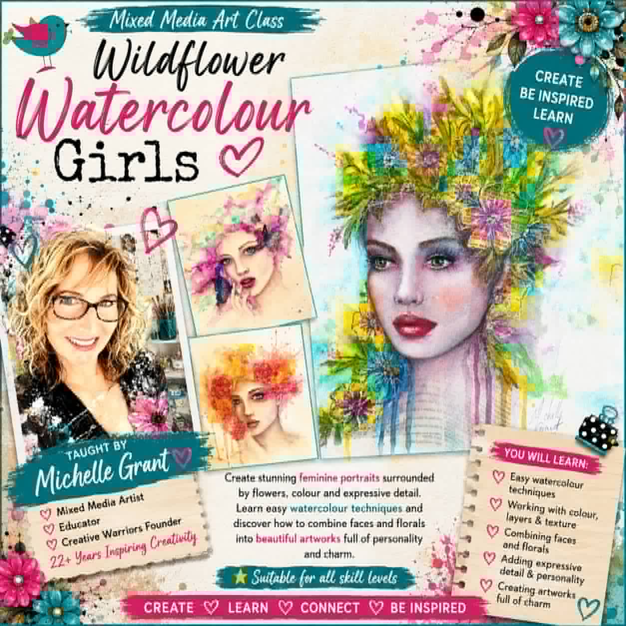 Wildflower Watercolour Girls — Face-to-Face Class with Michelle Grant