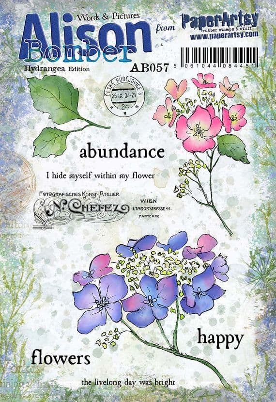 PaperArtsy Alison Bomber AB057 Hydrangea Edition A5 Cling Stamp Set