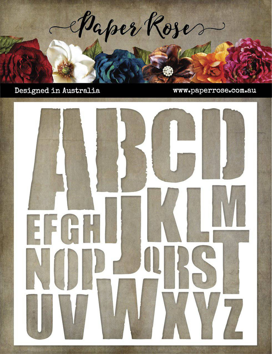 Paper Rose Stencil - Big Alpha 6x6"