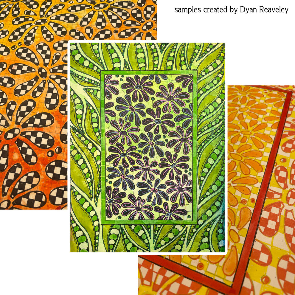 Dylusions Stencil- Field of Daisys - Small