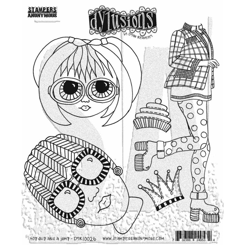 Dylusions Rubber Stamps - Hop Skip and Jump