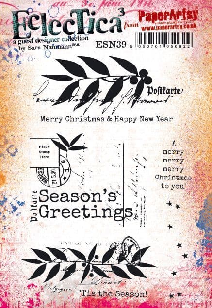 PaperArtsy Eclcctica Stamp Merry Christmas and Happy New Year