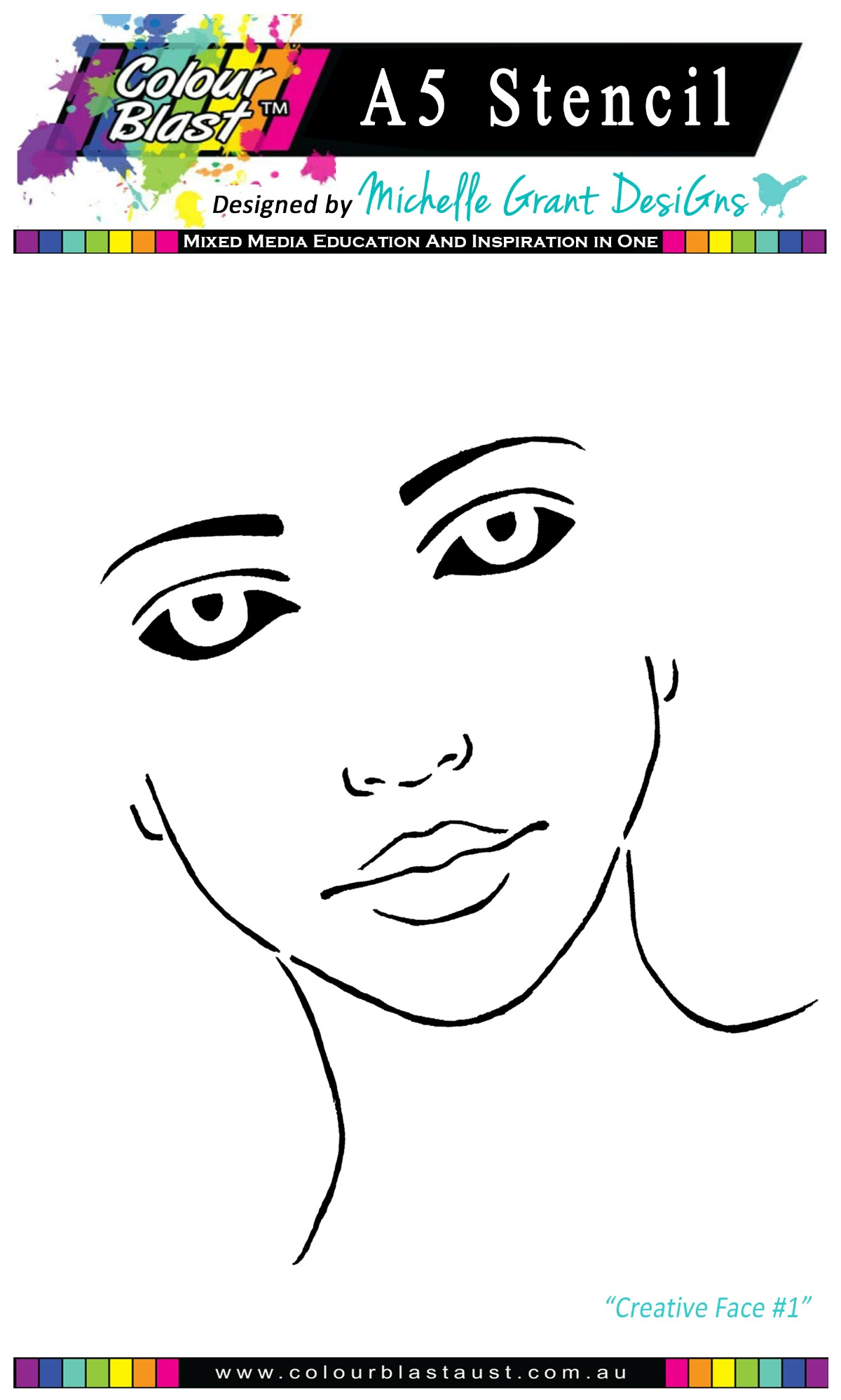 BeeArty Creative Faces A5 Stencil- Faces