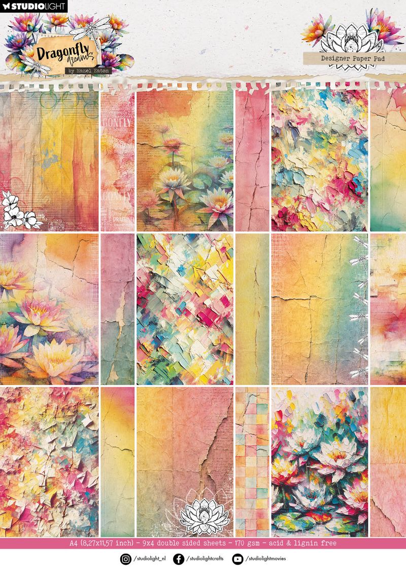 Studio Light - DragonFly Dreams Designer Paper Pad Back Grounds