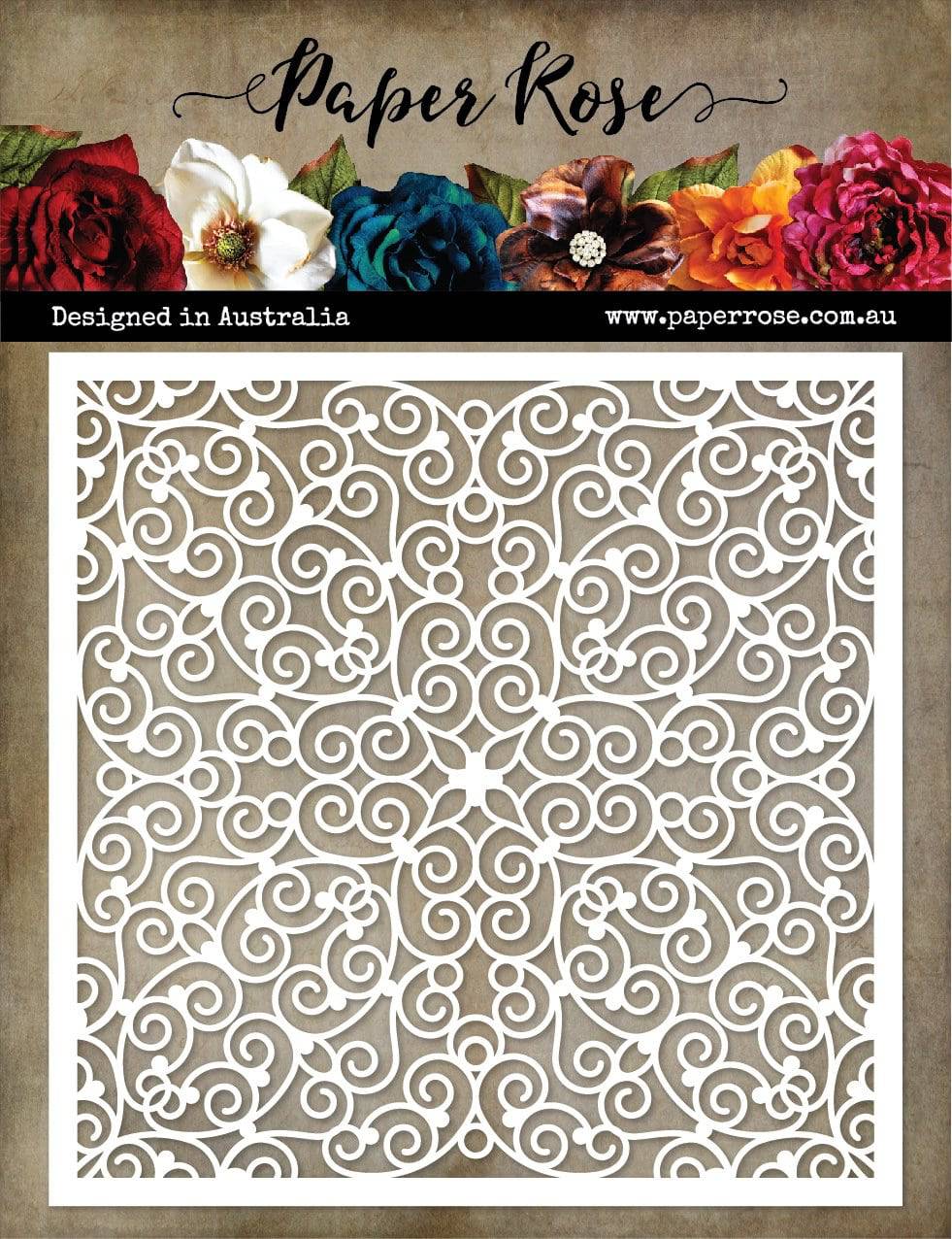 Paper Rose Stencil Little Swirls