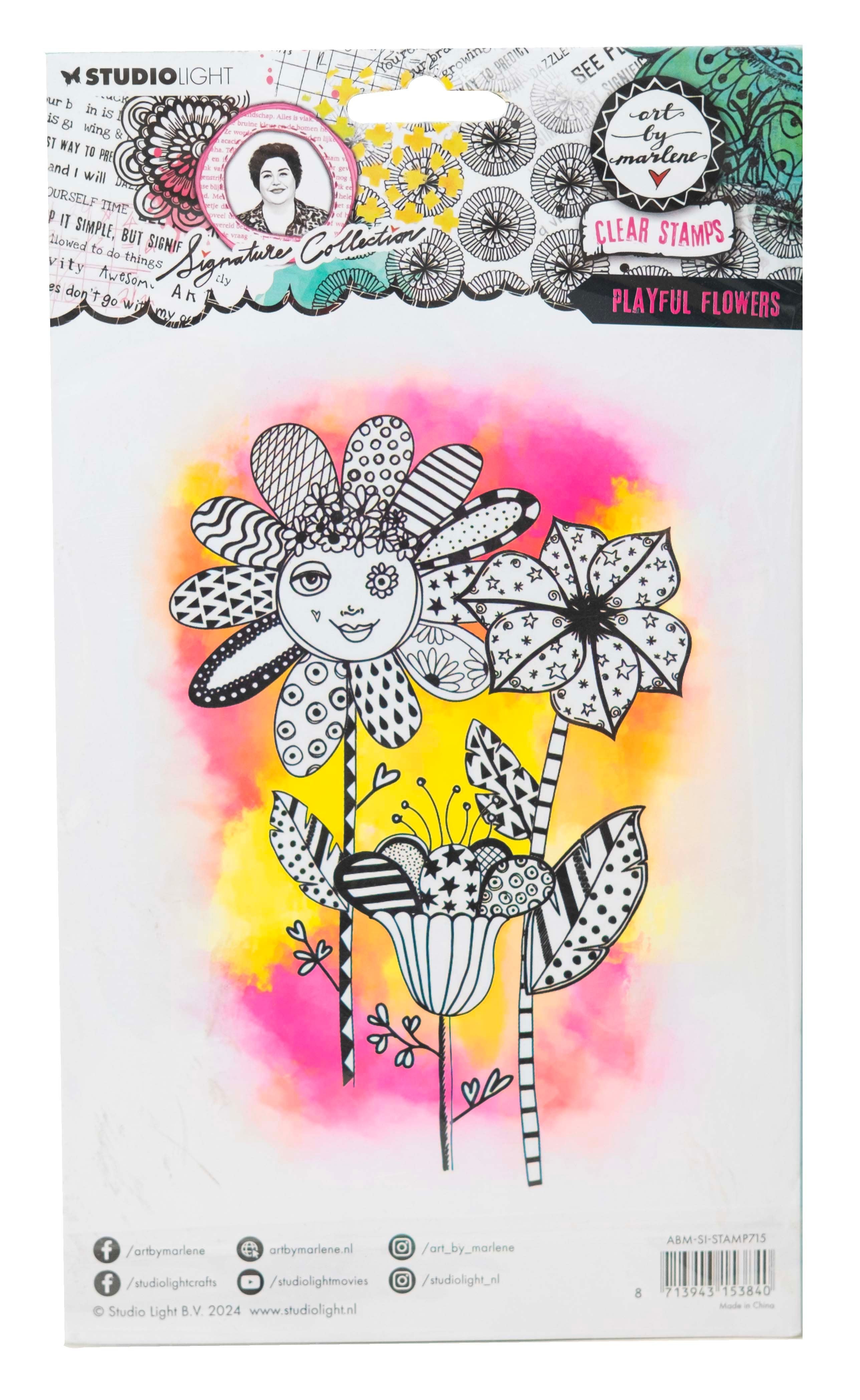 Art by Marlene Clear Stamp - Playful Flowers