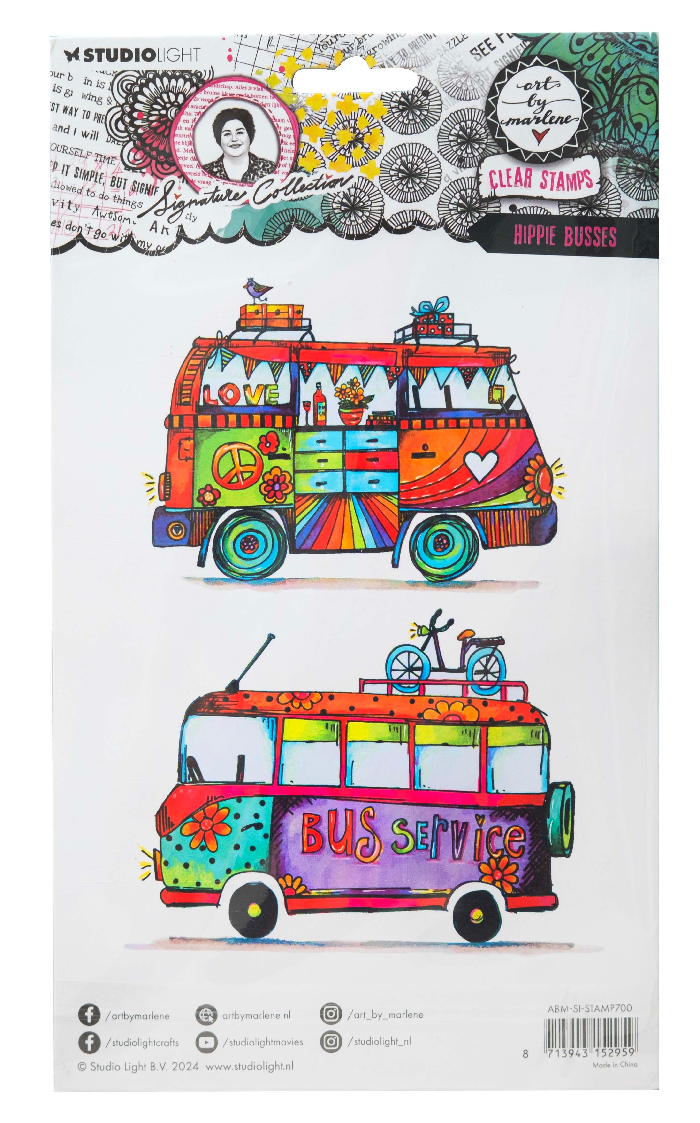 Art by Marlene Clear Stamp - Hippie Busses