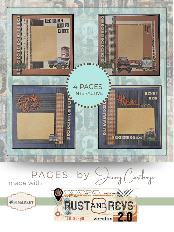 49 & Market Rust and Rev 4 Page interactive Scrapbooking Kit