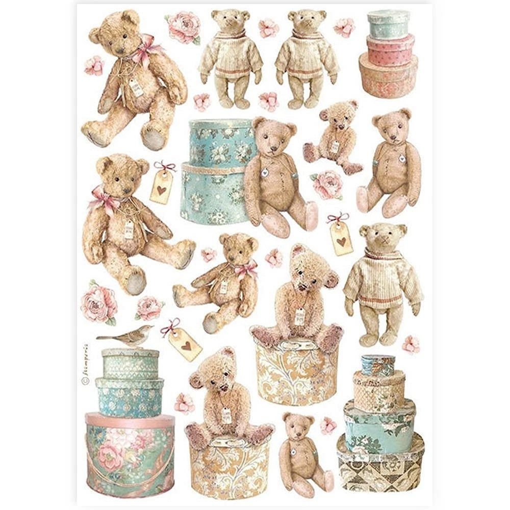 Stamperia A4 Rice Paper - Teady Bears