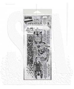 Tim Holtz Mixed Media - Stamps Stencil Set - Snarky Cat Set 2