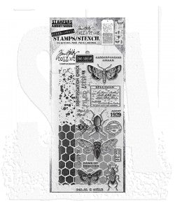 Tim Holtz Mixed Media - Stamps Stencil Set - Entomology