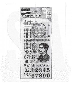 Tim Holtz Mixed Media - Stamps Stencil Set - Noble Gent