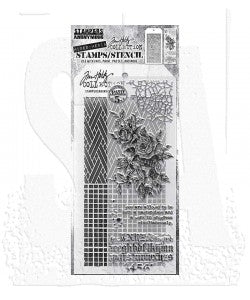Tim Holtz Mixed Media - Stamps Stencil Set - Lady Rose