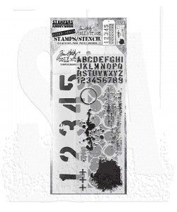 Tim Holtz Mixed Media - Stamps Stencil Set - Grunged