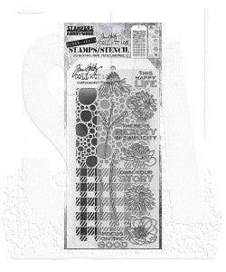 Tim Holtz Mixed Media - Stamps Stencil Set - Flower Garden