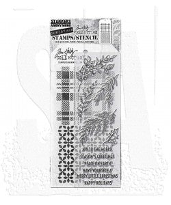 Tim Holtz Mixed Media - Stamps Stencil Set - Sketched Greenery