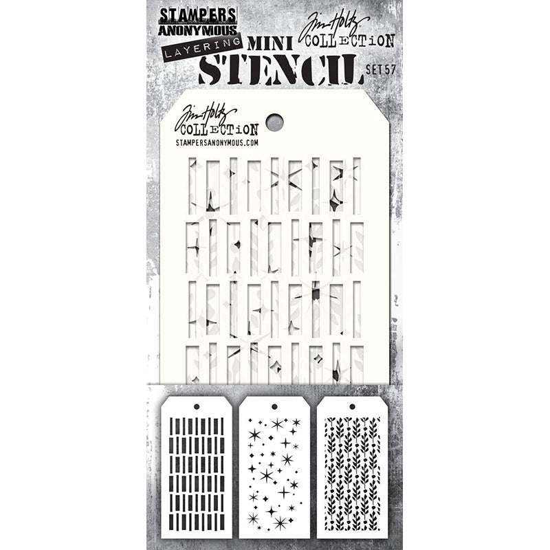 Tim Holtz Layering stencil - Mini Stencil Set 57 3 designs