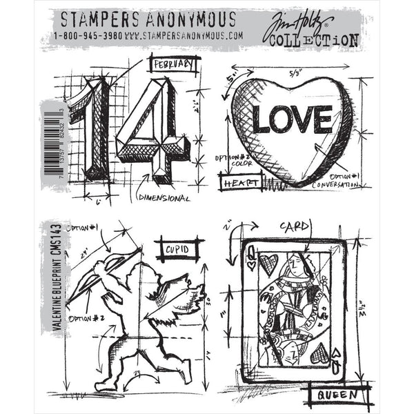 Tim Holtz Cling Stamps - Valentine Blueprint