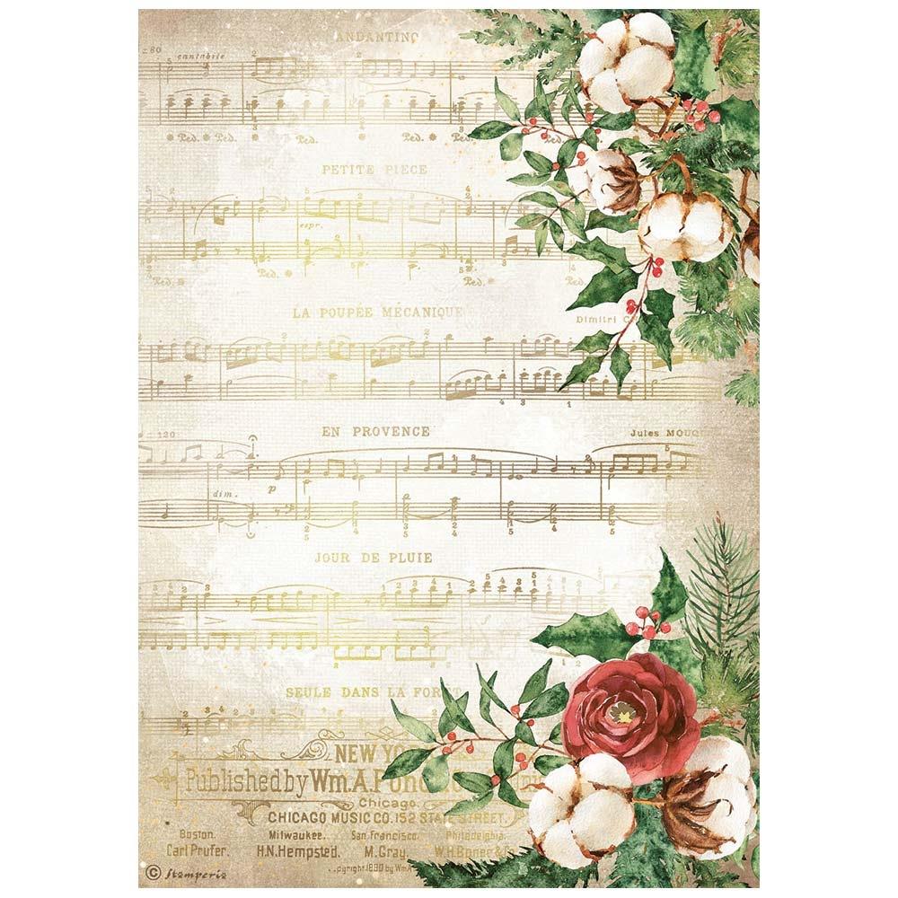 Stamperia Rice Paper  Romantic Home for the Holidays Music