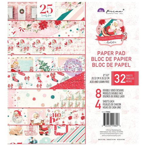 Prima 8x8 paper pad - Candy Cane Lane